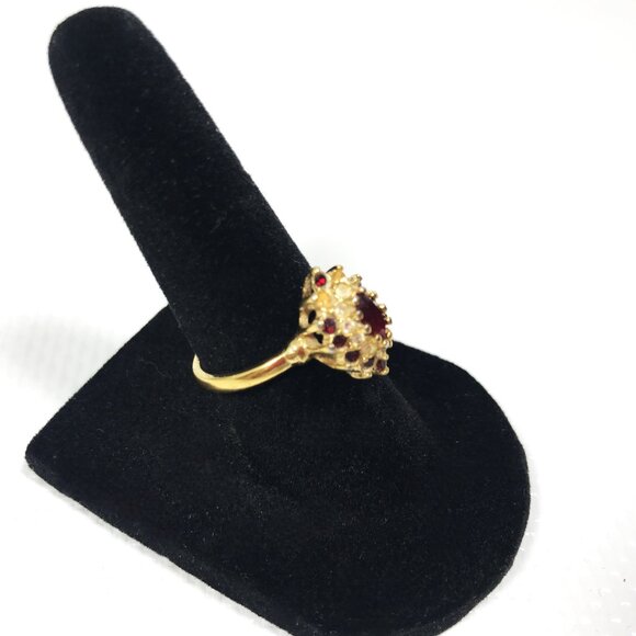 Vintage 18K GE Diamond and Ruby Cocktail Ring Women  Sz 7 - Picture 4 of 7